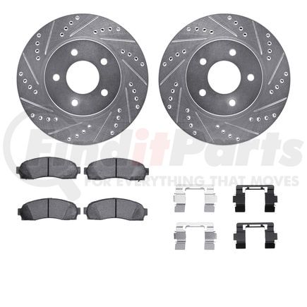 Dynamic Friction Company 7212-47101 Brake Rotor - Drilled & Slotted - Silver- HD Brake Pad - Hardware