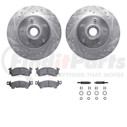Dynamic Friction Company 7212-47097 Brake Rotor - Drilled & Slotted - Silver- HD Brake Pad - Hardware