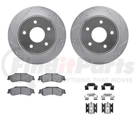 Dynamic Friction Company 7212-48001 Brake Rotor - Drilled & Slotted - Silver- HD Brake Pad - Hardware