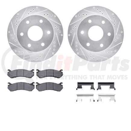 Dynamic Friction Company 7212-48004 Brake Rotor - Drilled & Slotted - Silver- HD Brake Pad - Hardware