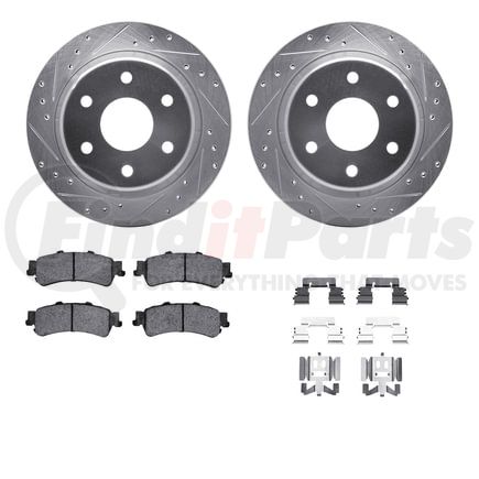 Dynamic Friction Company 7212-48009 Brake Rotor - Drilled & Slotted - Silver- HD Brake Pad - Hardware