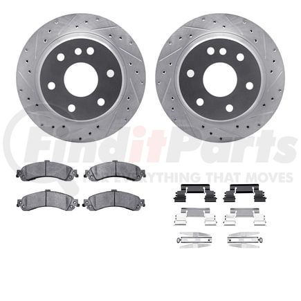 Dynamic Friction Company 7212-48014 Brake Rotor - Drilled & Slotted - Silver- HD Brake Pad - Hardware