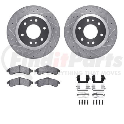 Dynamic Friction Company 7212-48019 Brake Rotor - Drilled & Slotted - Silver- HD Brake Pad - Hardware