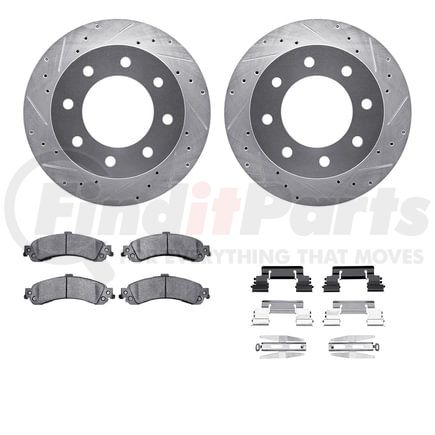 Dynamic Friction Company 7212-48024 Brake Rotor - Drilled & Slotted - Silver- HD Brake Pad - Hardware