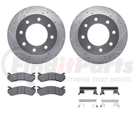 Dynamic Friction Company 7212-48023 Brake Rotor - Drilled & Slotted - Silver- HD Brake Pad - Hardware