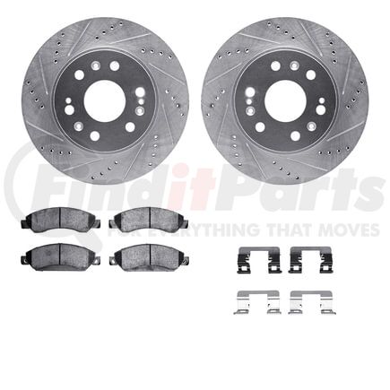 Dynamic Friction Company 7212-48026 Brake Rotor - Drilled & Slotted - Silver- HD Brake Pad - Hardware