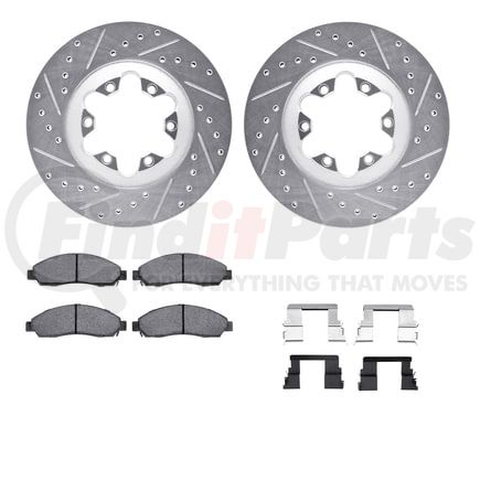 Dynamic Friction Company 7212-48025 Brake Rotor - Drilled & Slotted - Silver- HD Brake Pad - Hardware
