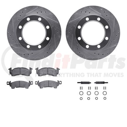 Dynamic Friction Company 7212-48163 Brake Rotor - Drilled & Slotted - Silver- HD Brake Pad - Hardware