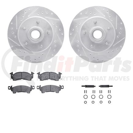 Dynamic Friction Company 7212-51001 Brake Rotor - Drilled & Slotted - Silver- HD Brake Pad - Hardware