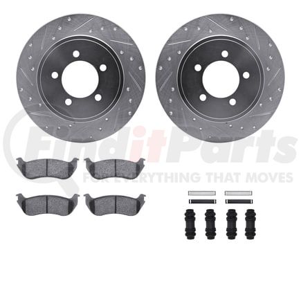 Dynamic Friction Company 7212-54006 Brake Rotor - Drilled & Slotted - Silver- HD Brake Pad - Hardware