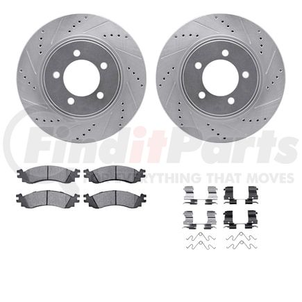 Dynamic Friction Company 7212-54008 Brake Rotor - Drilled & Slotted - Silver- HD Brake Pad - Hardware