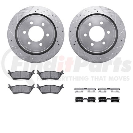 Dynamic Friction Company 7212-54010 Brake Rotor - Drilled & Slotted - Silver- HD Brake Pad - Hardware