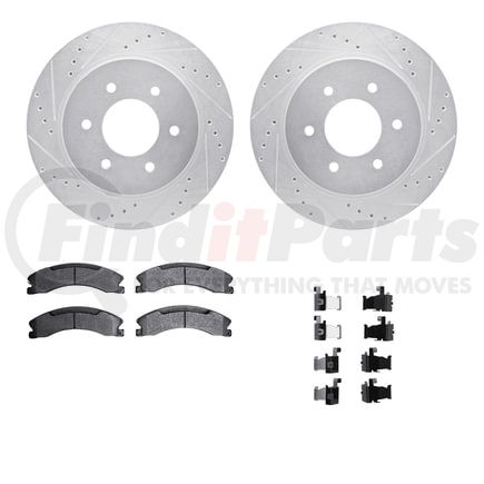 Dynamic Friction Company 7212-67005 Brake Rotor - Drilled & Slotted - Silver- HD Brake Pad - Hardware