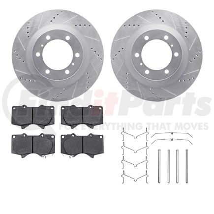 Dynamic Friction Company 7212-76008 Brake Rotor - Drilled & Slotted - Silver- HD Brake Pad - Hardware