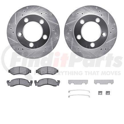 Dynamic Friction Company 7212-99092 Brake Rotor - Drilled & Slotted - Silver- HD Brake Pad - Hardware