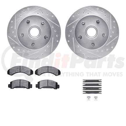 Dynamic Friction Company 7212-99094 Brake Rotor - Drilled & Slotted - Silver- HD Brake Pad - Hardware