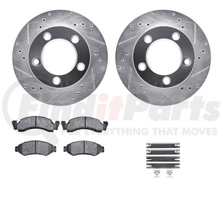 Dynamic Friction Company 7212-99093 Brake Rotor - Drilled & Slotted - Silver- HD Brake Pad - Hardware
