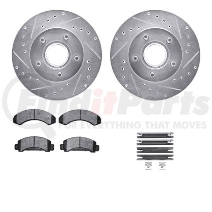 Dynamic Friction Company 7212-99095 Brake Rotor - Drilled & Slotted - Silver- HD Brake Pad - Hardware