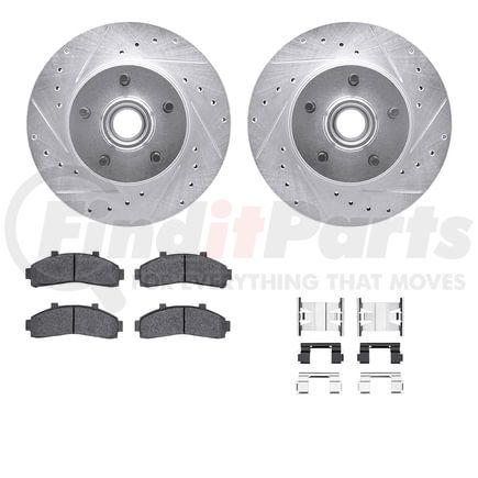 Dynamic Friction Company 7212-99123 Brake Rotor - Drilled & Slotted - Silver- HD Brake Pad - Hardware