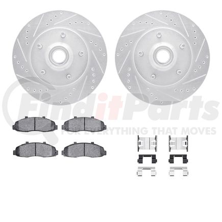 Dynamic Friction Company 7212-99132 Brake Rotor - Drilled & Slotted - Silver- HD Brake Pad - Hardware