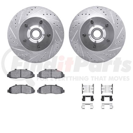 Dynamic Friction Company 7212-99158 Brake Rotor - Drilled & Slotted - Silver- HD Brake Pad - Hardware