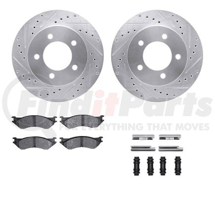 Dynamic Friction Company 7212-99170 Brake Rotor - Drilled & Slotted - Silver- HD Brake Pad - Hardware