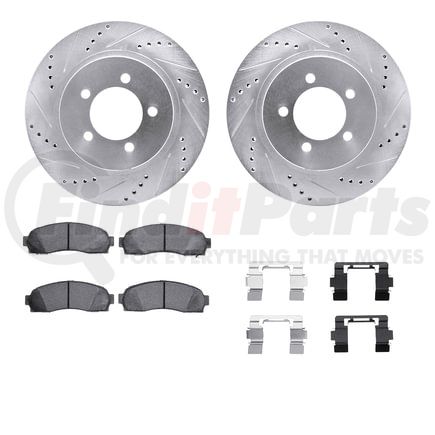Dynamic Friction Company 7212-99175 Brake Rotor - Drilled & Slotted - Silver- HD Brake Pad - Hardware