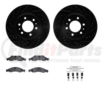 Dynamic Friction Company 7212-99211 Brake Rotor - Drilled & Slotted - Silver- HD Brake Pad - Hardware