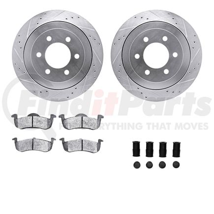 Dynamic Friction Company 7212-99214 Brake Rotor - Drilled & Slotted - Silver- HD Brake Pad - Hardware