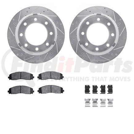 Dynamic Friction Company 7212-99239 Brake Rotor - Drilled & Slotted - Silver- HD Brake Pad - Hardware