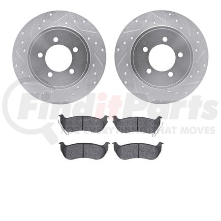 Dynamic Friction Company 7402-54065 Brake Rotor - Drilled & Slotted - Silver- HD Brake Pad