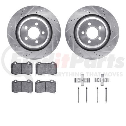 Dynamic Friction Company 7412-39002 Brake Rotor - Drilled & Slotted - Silver- HD Brake Pad - Hardware