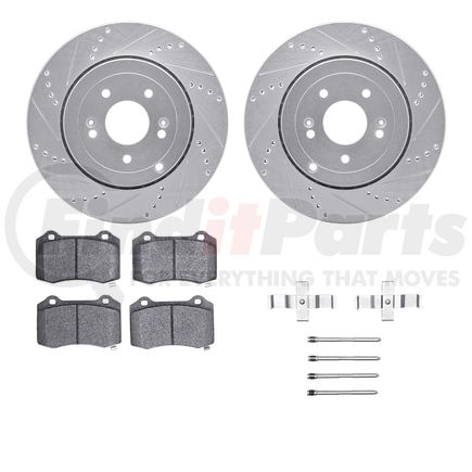 Dynamic Friction Company 7412-03001 Brake Rotor - Drilled & Slotted - Silver- HD Brake Pad - Hardware