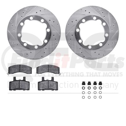 Dynamic Friction Company 7412-40001 Brake Rotor - Drilled & Slotted - Silver- HD Brake Pad - Hardware