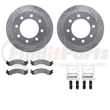 Dynamic Friction Company 7412-40006 Brake Rotor - Drilled & Slotted - Silver- HD Brake Pad - Hardware