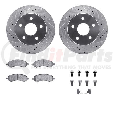 Dynamic Friction Company 7412-40010 Brake Rotor - Drilled & Slotted - Silver- HD Brake Pad - Hardware