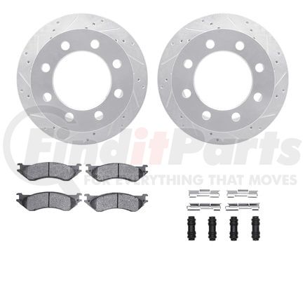 Dynamic Friction Company 7412-40009 Brake Rotor - Drilled & Slotted - Silver- HD Brake Pad - Hardware