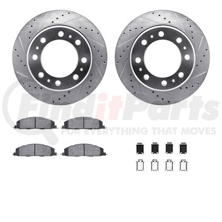 Dynamic Friction Company 7412-40024 Brake Rotor - Drilled & Slotted - Silver- HD Brake Pad - Hardware