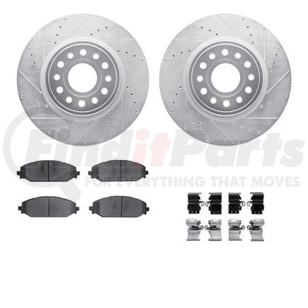 Dynamic Friction Company 7412-40025 Brake Rotor - Drilled & Slotted - Silver- HD Brake Pad - Hardware