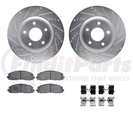 Dynamic Friction Company 7412-40022 Brake Rotor - Drilled & Slotted - Silver- HD Brake Pad - Hardware