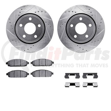 Dynamic Friction Company 7412-42001 Brake Rotor - Drilled & Slotted - Silver- HD Brake Pad - Hardware