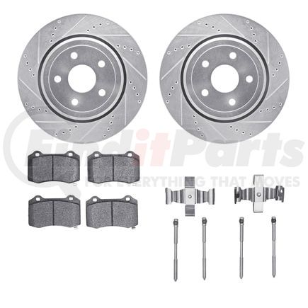 Dynamic Friction Company 7412-42011 Brake Rotor - Drilled & Slotted - Silver- HD Brake Pad - Hardware