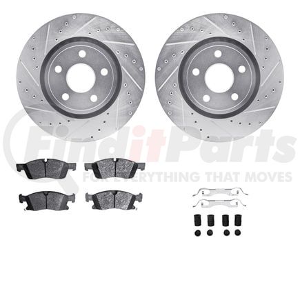 Dynamic Friction Company 7412-42008 Brake Rotor - Drilled & Slotted - Silver- HD Brake Pad - Hardware