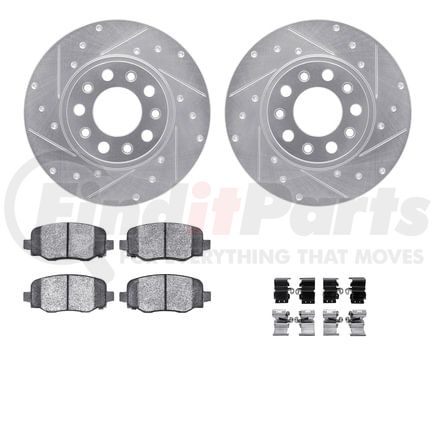 Dynamic Friction Company 7412-42014 Brake Rotor - Drilled & Slotted - Silver- HD Brake Pad - Hardware
