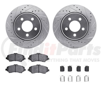 Dynamic Friction Company 7412-42027 Brake Rotor - Drilled & Slotted - Silver- HD Brake Pad - Hardware