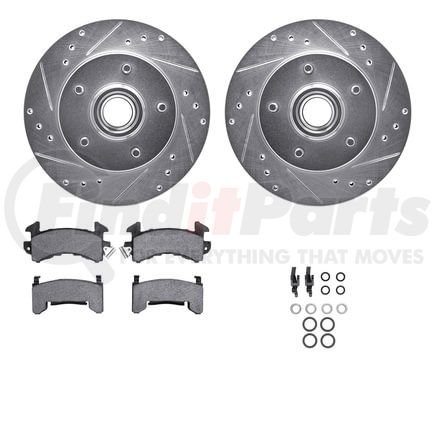 Dynamic Friction Company 7412-47006 Brake Rotor - Drilled & Slotted - Silver- HD Brake Pad - Hardware