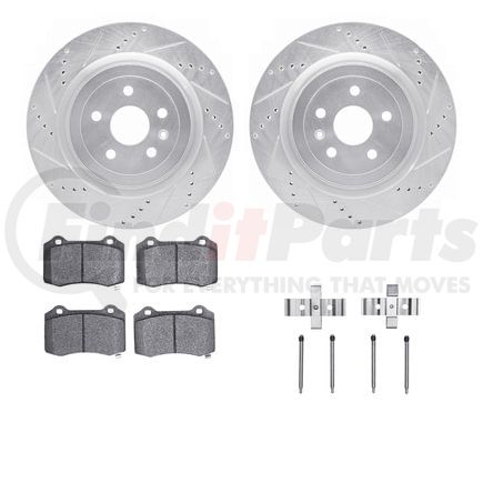 Dynamic Friction Company 7412-47008 Brake Rotor - Drilled & Slotted - Silver- HD Brake Pad - Hardware