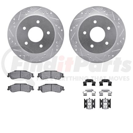 Dynamic Friction Company 7412-48019 Brake Rotor - Drilled & Slotted - Silver- HD Brake Pad - Hardware
