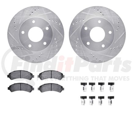 Dynamic Friction Company 7412-48020 Brake Rotor - Drilled & Slotted - Silver- HD Brake Pad - Hardware