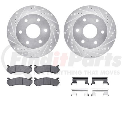 Dynamic Friction Company 7412-48022 Brake Rotor - Drilled & Slotted - Silver- HD Brake Pad - Hardware